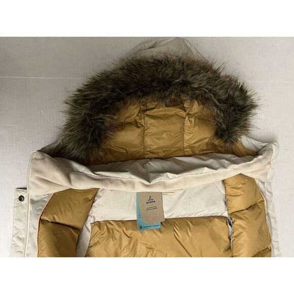 PrAna Puffer Vest Women's Large Banajaara Hooded Down Pebble Grey Heather - Picture 7 of 11